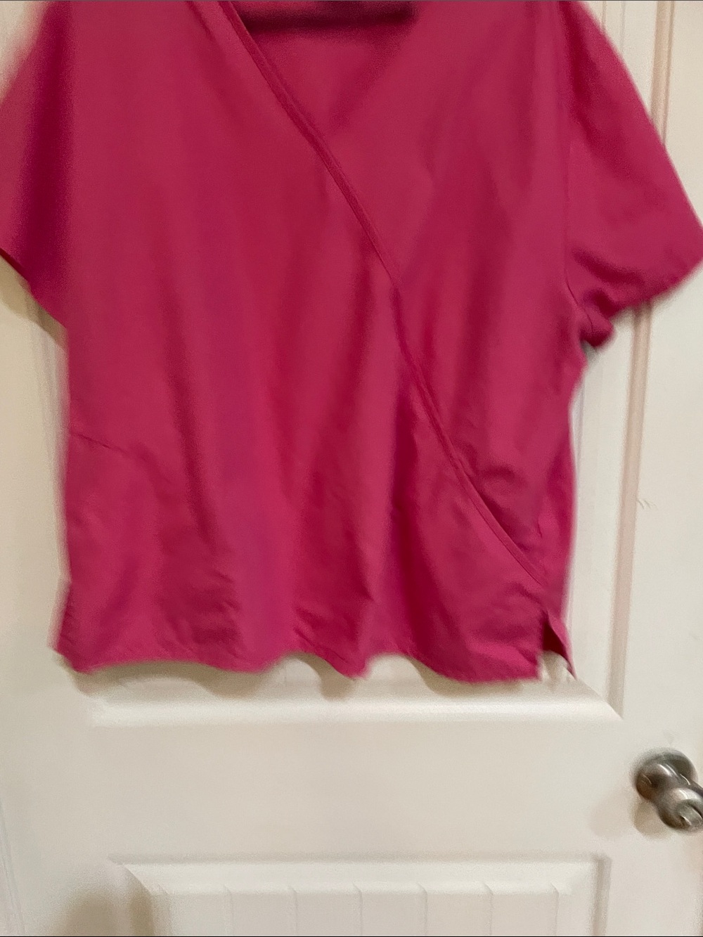 Cherokee Hot Pink Wrap-Front scrub Top